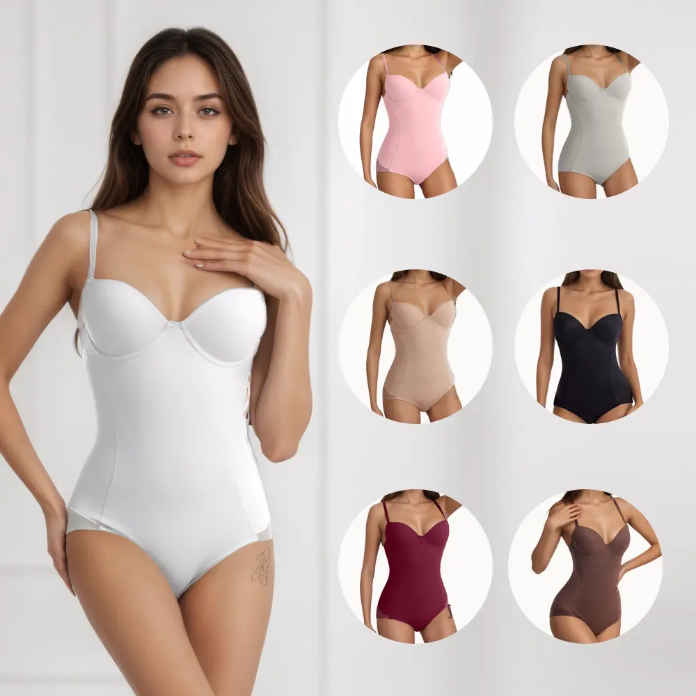 Large Cup Corset Body Shapewear Women's Strapless Back Tie Basic Sleeveless Pleated Stretch Top Sexy Bodysuit Minimalist Womenswear