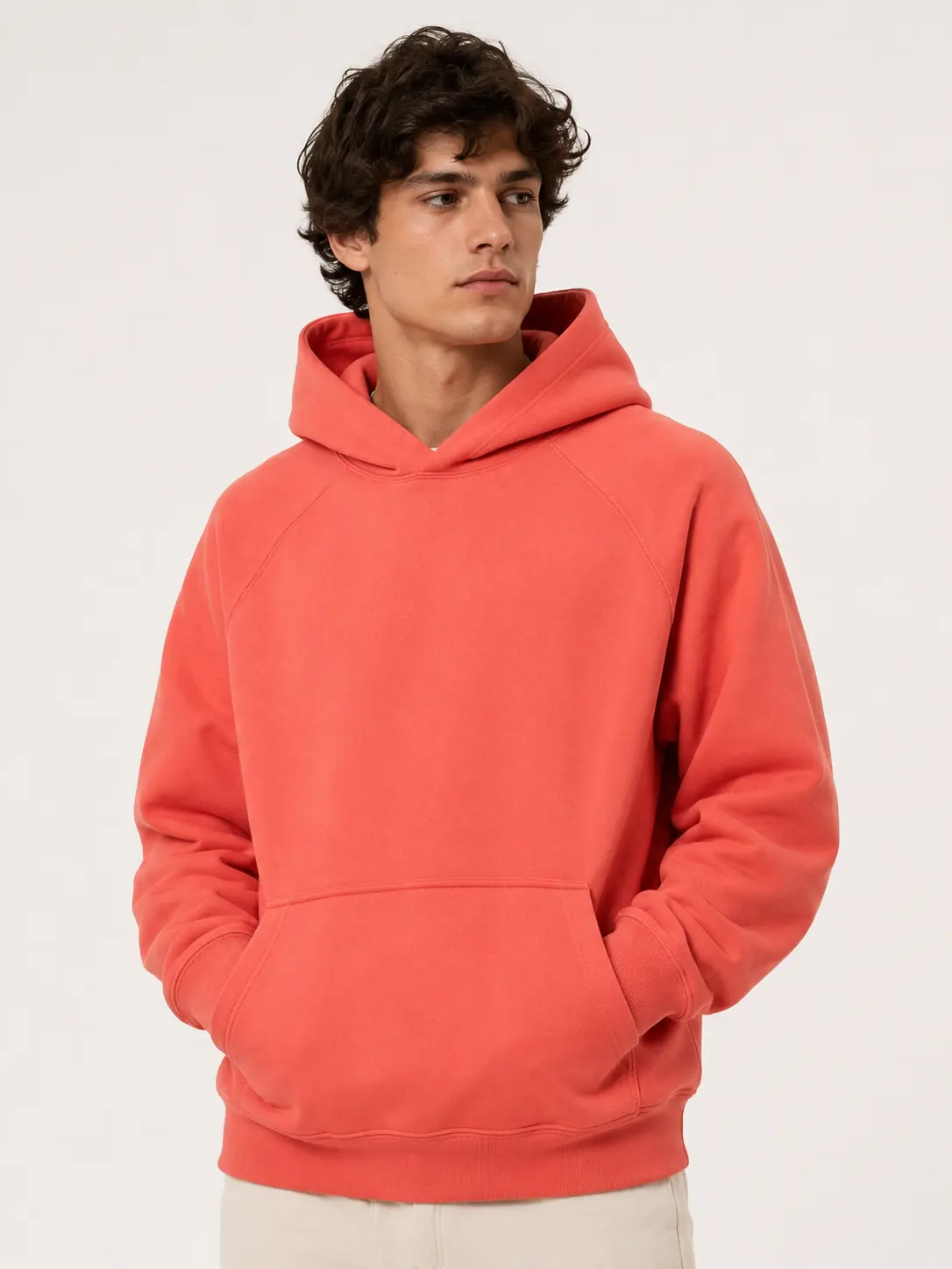 Men's Red Club Hoodie with Kangaroo Pocket, Basic Solid Cotton Menswear Sweatshirt for All Seasons, Machine Wash Safe, Halloween, Thanksgiving, Easter, Casual, Cold Wash, Loose-Fitting, Pullover, None, Baggy, Everyday