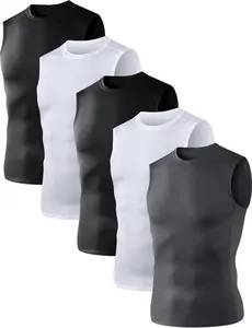 5/6 Pack Men's Athletic Compression Shirts Sleeveless Tank Top Base Layer Sports Workout Shirts for BasketballGift.