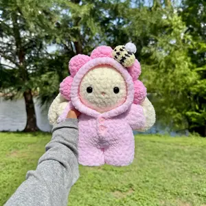 Handmade Crochet Bunny Plush | Cute Pink Flower Bunny Amigurumi | Kawaii Stuffed Animal Gift for Girls, Kids & Bunny Lovers