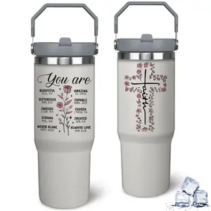 HACOOL SHOP[30oz Inspirational Stainless Steel Tumbler] Inspirational 30oz Stainless Steel Tumbler with Handle - Perfect Christian Faith Gift for Women, Ideal for Birthdays & Christmas