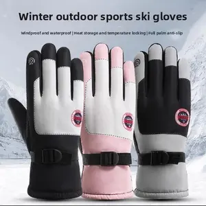 Winter ski gloves winter velvet warm thickened cycling waterproof wind and cold non-slip outdoor rain