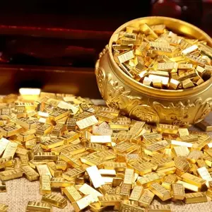 Mini Alloy Golden Bars, 100pcs/set Glamorous Metal Statuettes for Wealth & Prosperity Decor, Home & Office Decoration Lucky Charms, Ideal for St. Patrick's Day, Easter, Ramadan Gifts, Decoration Items, Feng Shui Ornaments