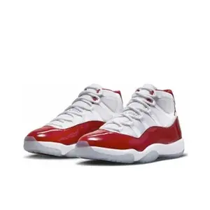 White Fabric & Red Patent High-Top Sneakers with Icy Blue Translucent Sole – Retro Basketball Style
