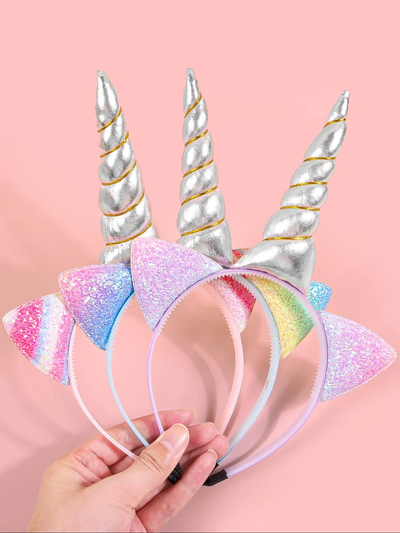 Unicorn Horn Design Headband, Cute Glitter Hair Hoop for Girls, Girly Fashion Hair Accessories for Party, Daily Clothing Decor