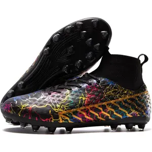 Unisex Soccer Cleats Mens Lightweight No-Tie Lacing System Multi-Surface Football Shoes with Ankle Support for Beginners to Advanced Players