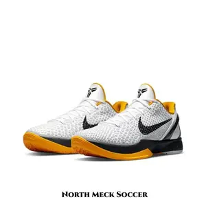 Dotted Bubble Mesh Low Top Performance Sneakers Classic White And Golden Yellow Team Color Black Contrast Badge Dual-Tone Black And Gum Rubber Non-Marking Sole Breathable Indoor Hardwood Basketball Training Shoes With Full Original Box