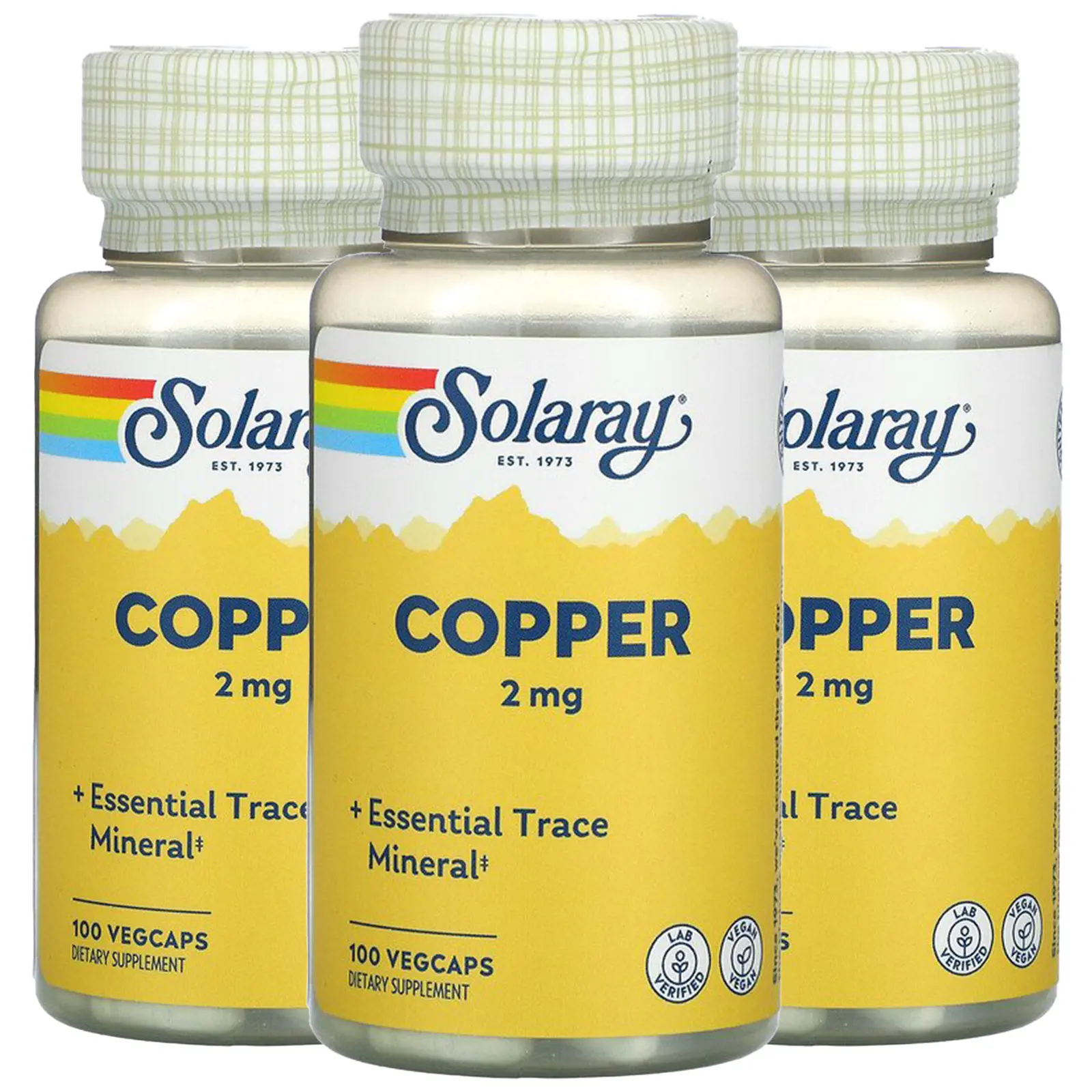 Solaray, (3 Pack) Copper, 2 mg, 100 VegCaps Solaray, (3 Pack) Copper, 2 mg, 100 VegCaps