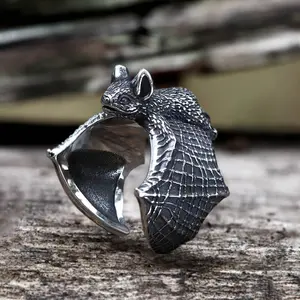 GTHIC Flying Bat Stainless Steel Animal Ring Gothic Fashion Accessories for Daily Wear