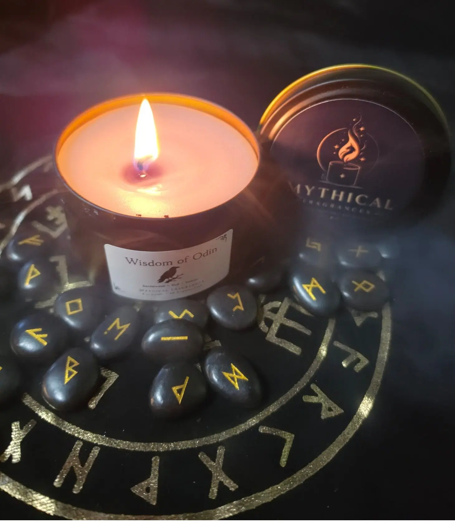 Wisdom of Odin Scented Aroma Candle, Hand-Poured Wax Decor, Home Room Decor Piece