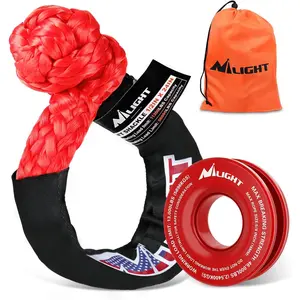 Nilight Synthetic Soft Shackle 1/2 Inch x 24 Inch &  Ring Kit - 56,000 LBS Shackle Breaking Strength with 46,000 LBS MBS Snatch Pulley for 4x4 Truck SUV ATV UTV Off-Road  Extraction (Red)