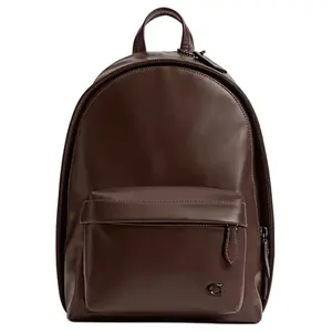 COACH Hall 22 Zip-Top Leather Backpack, Small Size, Men’s Style, Brown