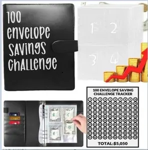 100 Envelope Money Saving Challenge Binder Fun and Easy Way to Save $5 050 Budget Book with Cash Envelopes for Office Home School Bank Cash Savings Challenge Reusable unique bourbon gift