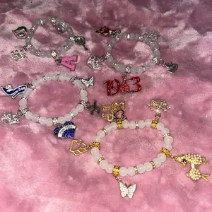 D9 Chunky Charm Bracelet with Unique Charms and Gemstone Beads Fashion Accessory