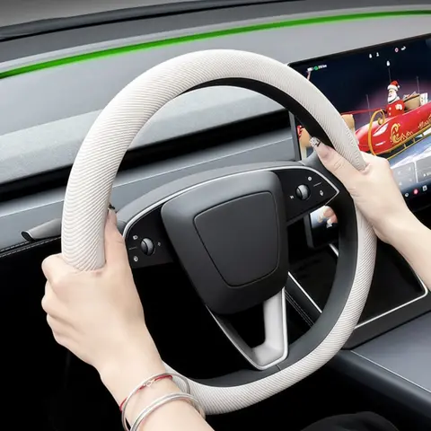 Premium Liquid Silicone Steering Wheel Cover, Ultra-Thin 1.9mm Non-Slip Car Wheel Protector, Sweatproof Anti-Yellowing Universal Car Interior Accessories, Sweatproof & Anti-Dust Minimalist Wheel Protector for Tesla & Universal Cars