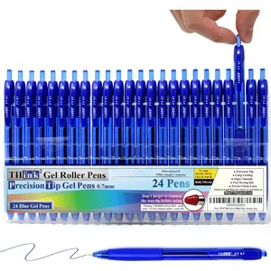 [24 Pens - Blue Ink Think2 0.7mm Precision Tip Gel Pens. (24 Blue) Fine Point Small Rollerball Pens with Smooth Quick Drying Ink.