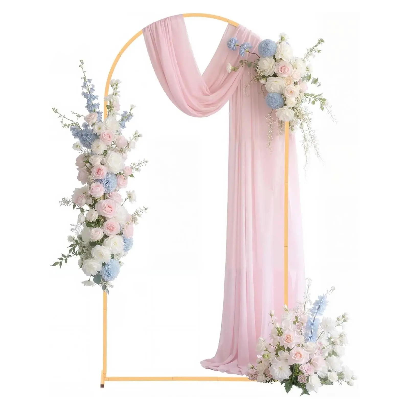 【SummerFinds】VEVOR Stable Gold Metal Frame Arch Backdrop Stand with Wing, 6.5x3.3 ft Screw-Fixed Solid Structure, Corrosion-Resistant, Easy to Install, 1 Piece for Wedding, Party Decor (Home & Festive Decoration Supplies)