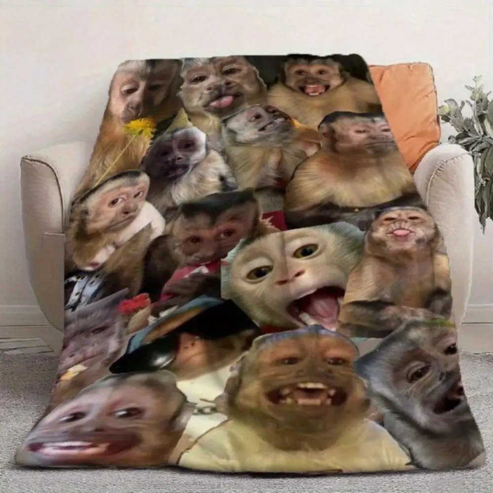 Monkey-Cool-Delightful-Gesture Couverture à Capuche Oversize En Flanelle Pour Adultes - Manches Longues