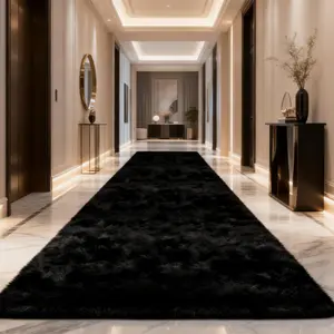 3x14 ft black plush running rug non-slip indoor carpet for bedroom entrance garage laundry room perfect Christmas Thanksgiving gift