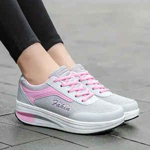 Fashion Walking Shoes For Women, Shock Absorption Wedge Sneakers, Breathable Outdoor Casual Sneakers