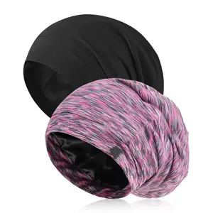 2PCS Silk Bonnet for Sleeping for Hair, Lined Sleep Cap for Men, Beanie Hair Wrap