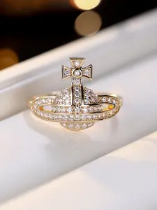 Luxury Vintage Saturn Design Women's Ring, Unique Retro Style Jewelry for Daily Wear & Parties, Perfect Gift for Her