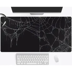 1pc Ultra-Smooth Surface - Black Spider Web Goth Aesthetic Large Mouse Pad & Desk Mat - Stitched Edges, Non-Slip Waterproof Rubber Base for Office, Home, Gaming Computer Accessories, Gaming Desk Accessory |   Spiderweb Pattern |   Smooth Surface Mat