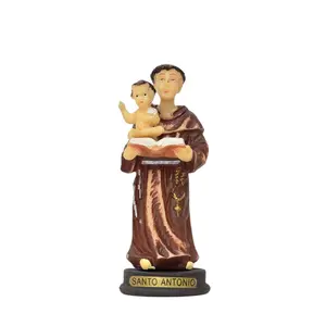 3.5" Resin Saint Anthony with Child Statue, Religious Home Decor, Prayer & Devotion Supplies, Ceramic-Inspired Gift