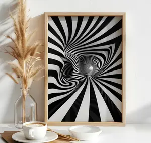 Black and White Abstract Wall Art, Optical Illusion Geometric Digital Print- Unframed Poster