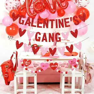Valentine's Day Galentine's Party Decoration Banner, Decorative Banner, Flashy Letter Pull Sign, Friends Festival Decor, 1pc Valentine's Day Gift