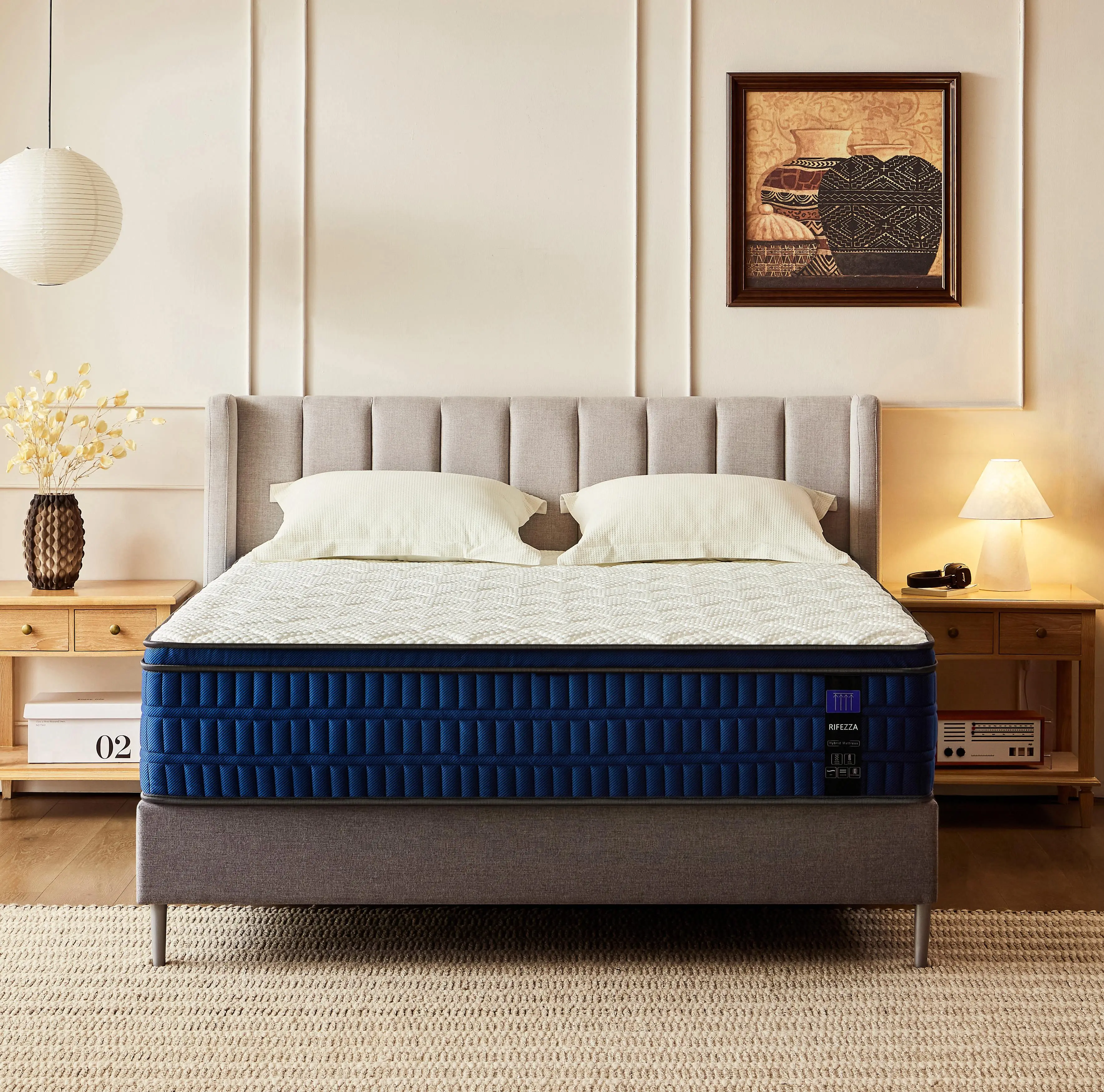 14" Hybrid Mattress in a Box – High Quality, Comfortable Foam-Based Mattress with Natural Latex, Memory Foam, Zoned Pocket Springs, Edge Support for Pressure Relief, Medium Feel, Comfortable Mattresses, Foam-Based Mattresses