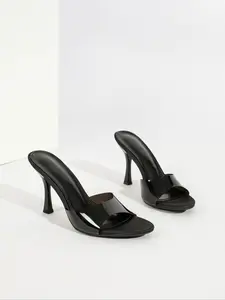 Women's Pointed Toe High Heels 9cm Stiletto PVC Sandals, Sexy Fine Heel Open Toe Shoes, Less Than Ankle Height