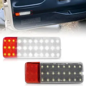 LED Door Panel Courtesy Light - Interior courtesy door light Compatible with 1992-1996  F150 F250 Bronco,1992-1997  F350, White & Red - Pack of 2
