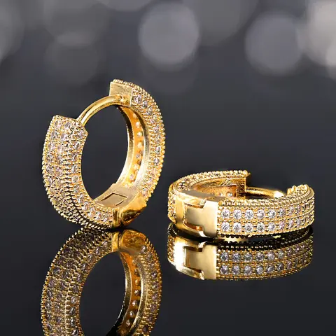 Iced Out Hoop Earrings for Men and Women Cubic Zirconia Huggie Cartilage Cuff Earrings