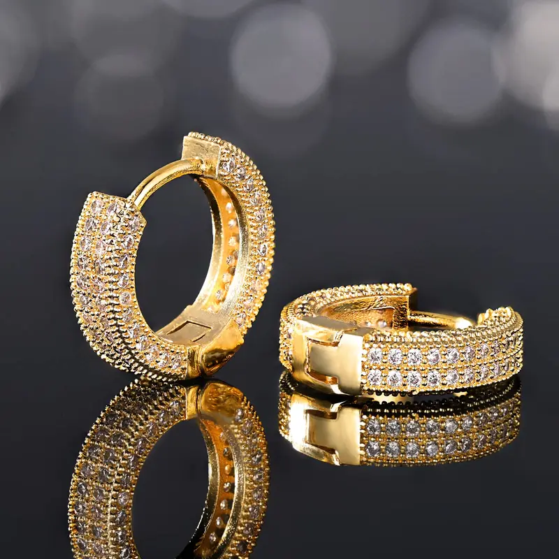 Iced Out Hoop Earrings for Men and Women Cubic Zirconia Huggie Cartilage Cuff Earrings