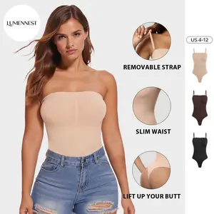 LUMENNEST Women's Elegant Solid Color Removable Thin Strap Bodysuit, Minimalist Seamless Breathable Shapewear, Sport & Outdoor Clothing