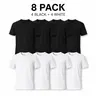 8-Pack Men's T-Shirt, Cotton Blend Crew Neck Tees in 4 Black & 4 White, Classic Plain Soft Short Sleeve Comfy Breathable Athletic Undershirts for Casual Wear,oversize tee, Unisex Menswear Top Womenswear Streetwear Tshirt