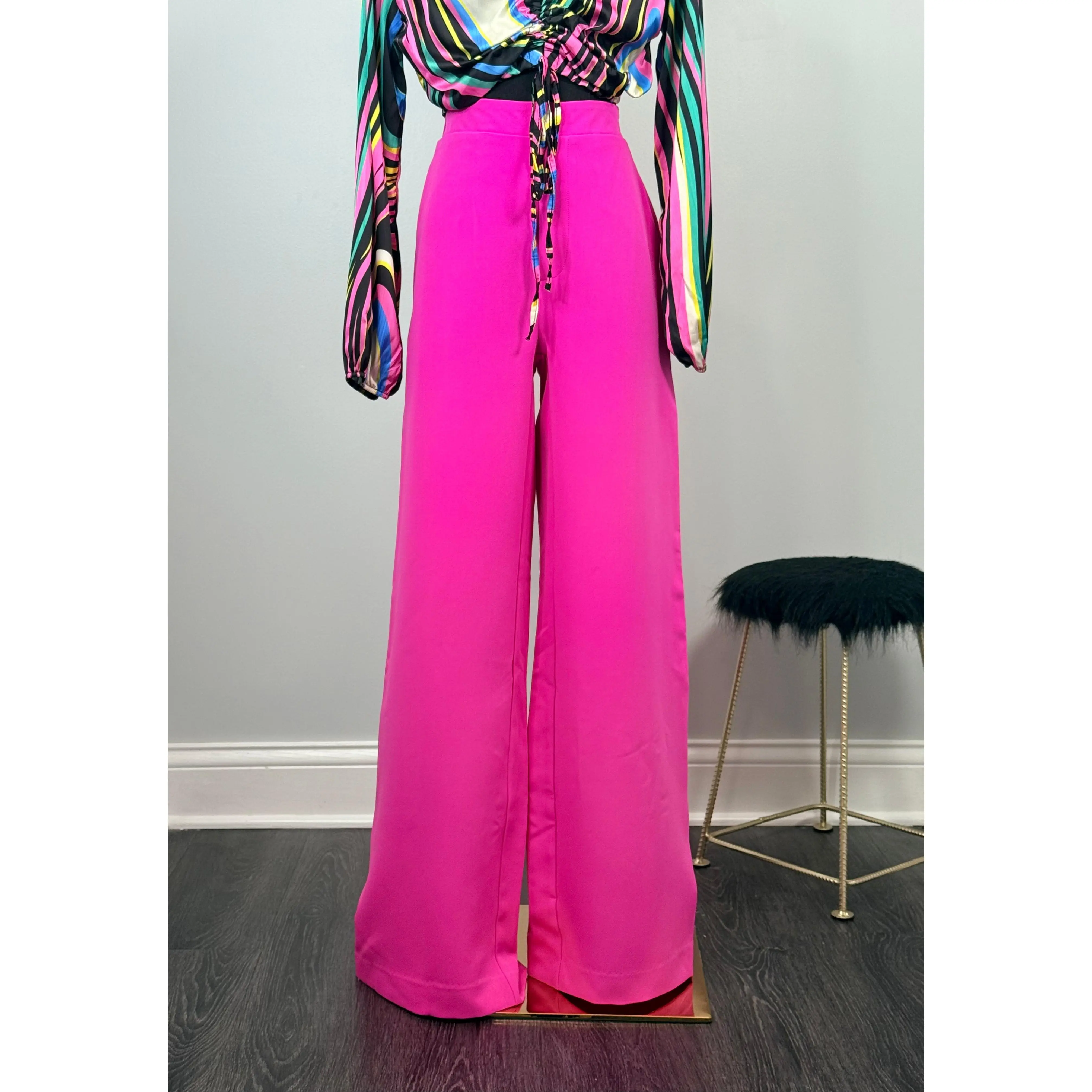 Call Us Even Wide Leg Dress Pants - Magenta