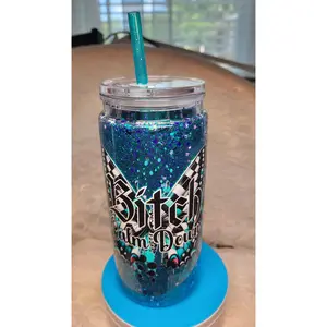 Bitch Calm Down Glitter Tumbler 16 oz