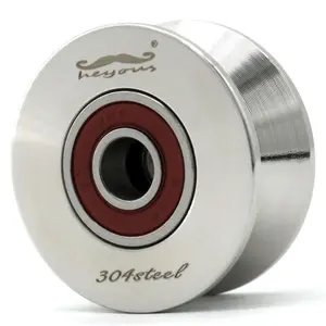 V Groove Wheel 304 Stainless Steel Rolling Gate Wheels Slide Gate Wheel Heavy Duty Pulley Silver Tone