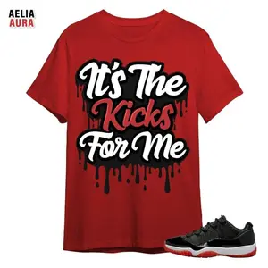 Unisex T-shirt To Match Jordan 11 Low Bred Red Black White - Its The Kicks. 100% Cotton for Casual Wear. Comfortable Summer Unisex T-Shirt to match Jordan Sneaker. Streetwear Style. urban outfitters