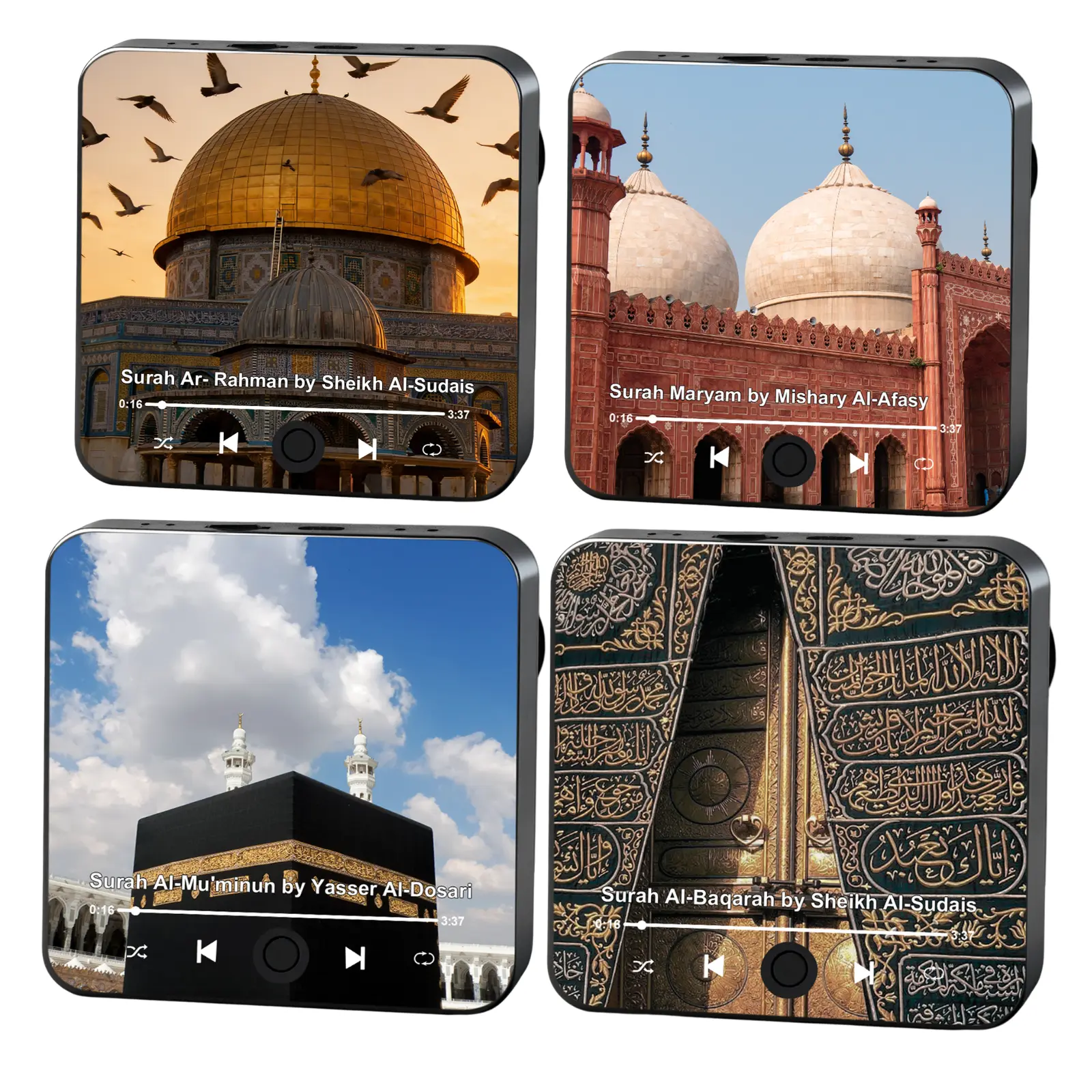 2-in-1 Quran Magnet with Built-in Surah Player, Rechargeable, Preloaded with Islamic Recitations (Including Surah Rahman), Perfect as Ramadan and Eid Gift for Muslims, Fridge Magnet for Daily Reminders