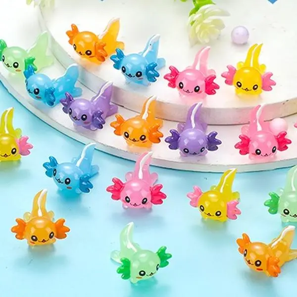 Gejoy Mini Resin Axolotl 24/48/96pcs Random Color Cute Miniature Axolotl Tiny Axolotl Ornament for DIY Craft Fairy Garden Accessories Landscape Dollhouse Potted Plants Aquarium Tank Decorations