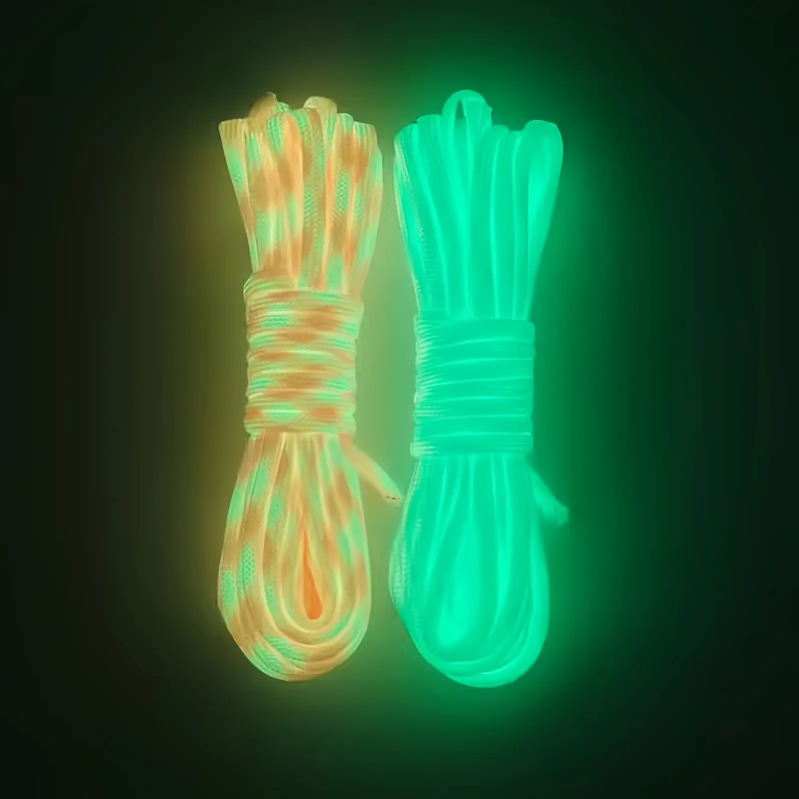 High Strength Reflective Camping Rope - High-Vis Orange, Glows in Dark After Light Exposure, Ideal for Tent Guy-Line Fixing and Night Camping Safety