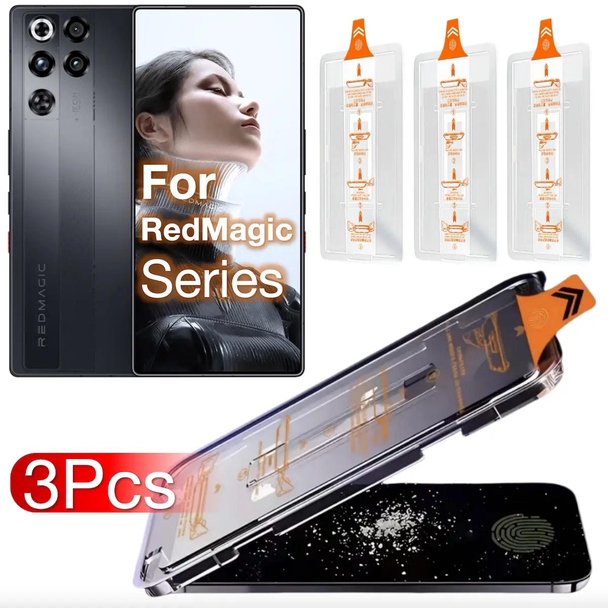 3-Pack Tempered Glass Screen Protector for RedMagic 8 8S 9 9S 10 10S 11 Pro + Nubia  Z50 Z60 Z70 Z70S Ultra Series, Supports Ultrasonic Fingerprint Sensor, Bubble-Free Installation, Smartphone