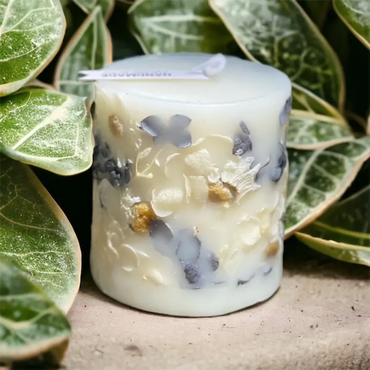 Soy wax handmade candle with dried flowers Blooming Neroli Decor Decoration Decorative Gift Freshener Scented Scent Ornaments
