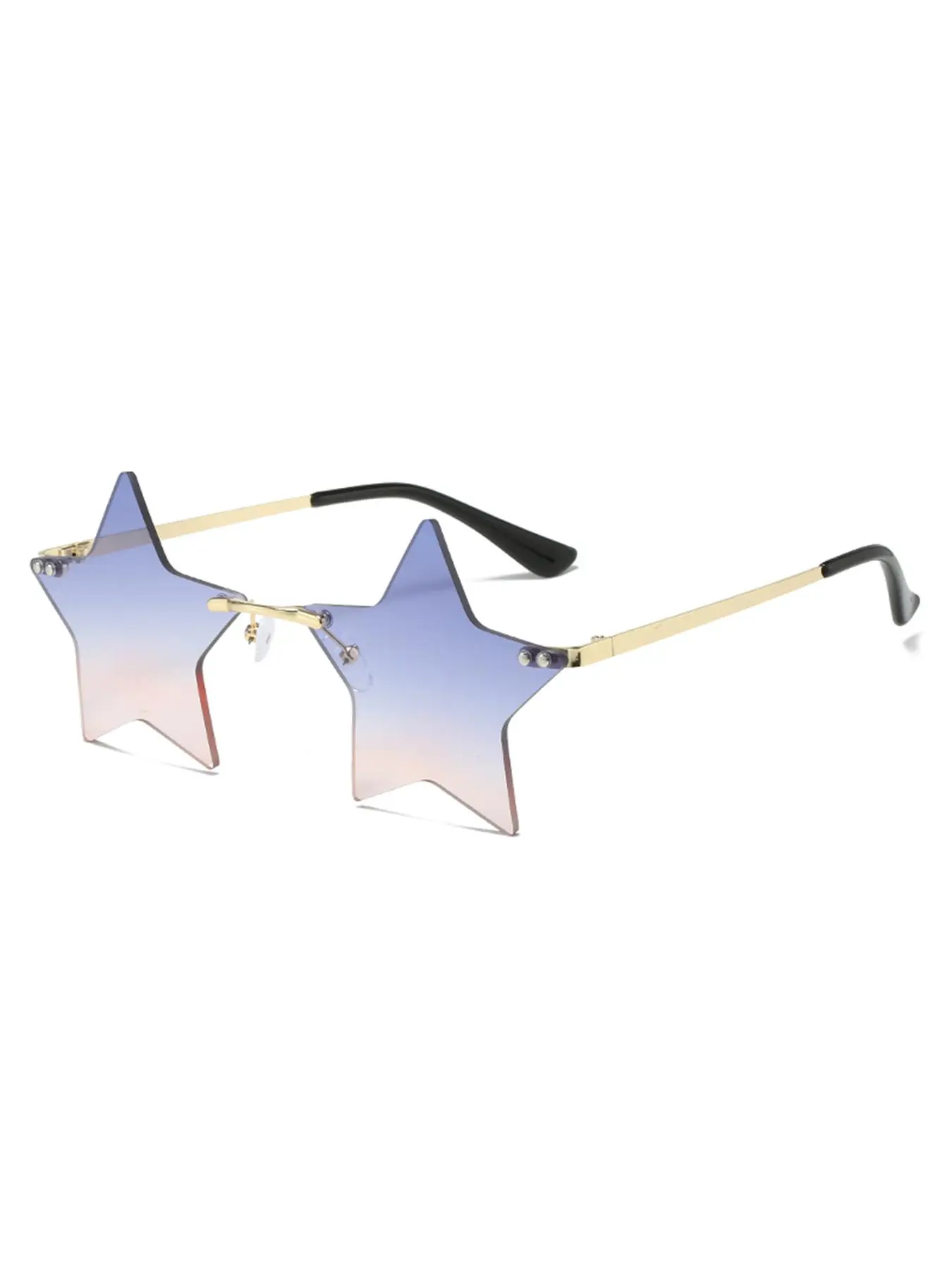 Star Design Rimless Sunglasses, Trendy Tinted Lens Sunglasses for Everyday Use, Fashion Accessories for Outdoor Activities, Stylish Glasses, Trendy Fashion Shades