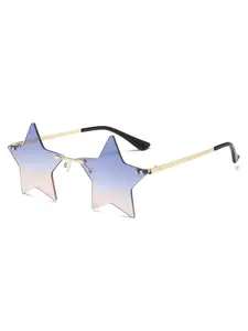 Star Design Rimless Sunglasses, Trendy Tinted Lens Sunglasses for Everyday Use, Fashion Accessories for Outdoor Activities
