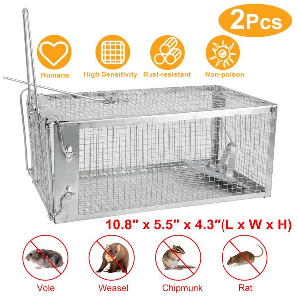 2 pcs Humane Mouse Trap, High Sensitivity Gravity Pedal Auto-Lock Rodent Trap - Sturdy Galvanized Steel, Escape-Proof Small Mesh Design,Small Rodent Animal-Mice Vole Chipmunk Hamsters Live Cage,Catch and Release