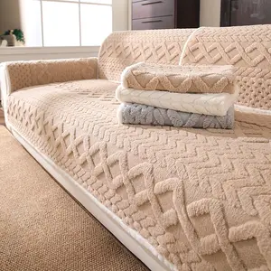 Pure Color Quilted Sofa Cover, Non-Slip Sofa Pad, Soft Comfortable Sofa Protector, Reusable Couch Cushion Case, Home Living Room Decor